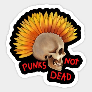 Punks not dead skull sunflower Sticker